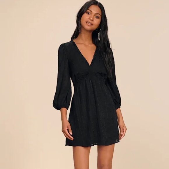 Lulus Dresses & Skirts - Lulus Forever In My Heart Black Striped Balloon Sleeve Mini Dress - Size S